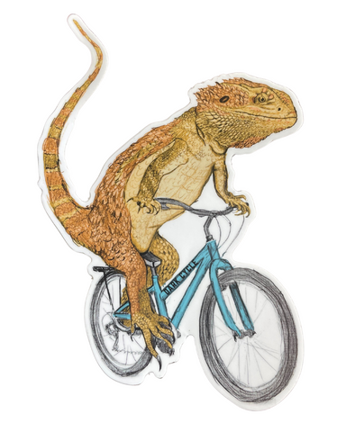 Bearded Dragon on a Bicycle Vinyl Sticker