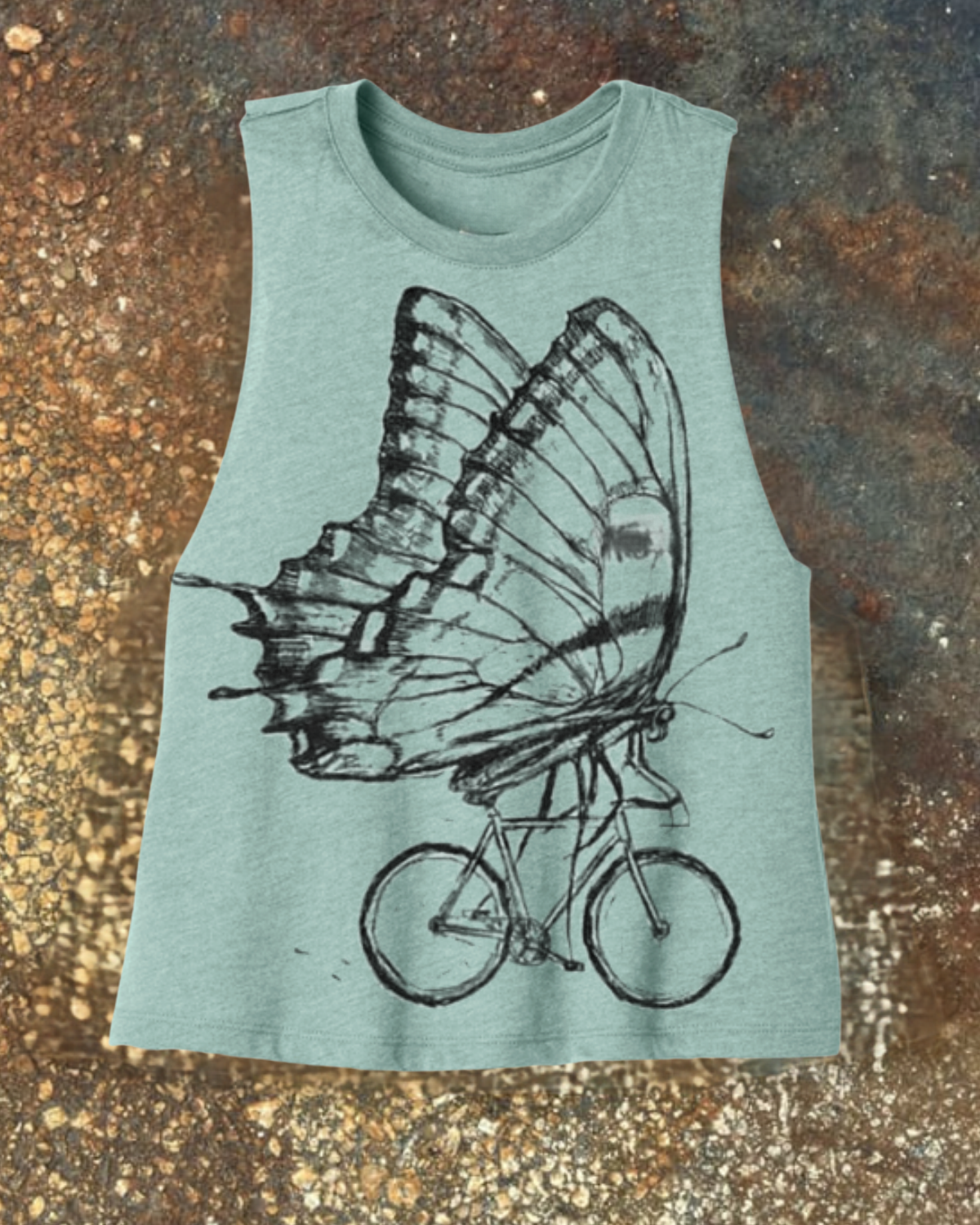 Butterfly on A Bicycle Women's Racerback Crop Tank