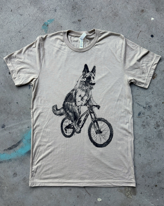 German Shepherd on A Bicycle Men's/Unisex Shirt