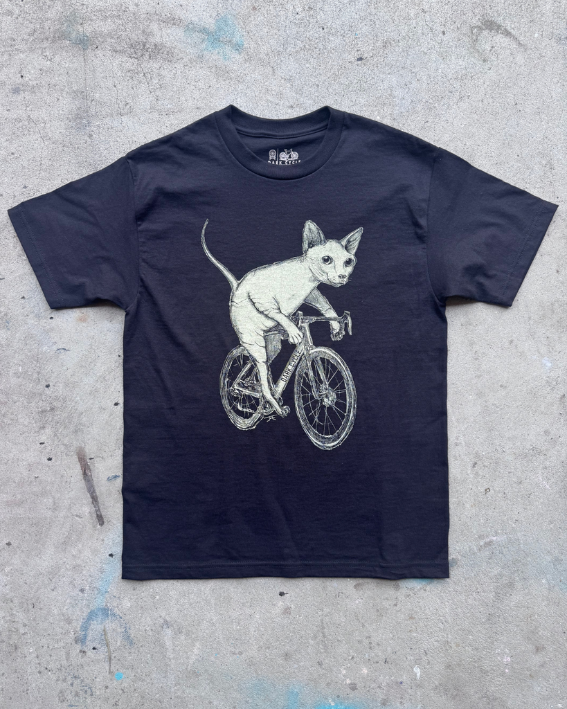 Hairless Cat on a Bicycle Mens/Unisex Shirt