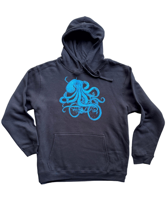 Octopus on A Bike Unisex Hoodie