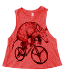 Aardvark on a Bike Racer Cropped Tank