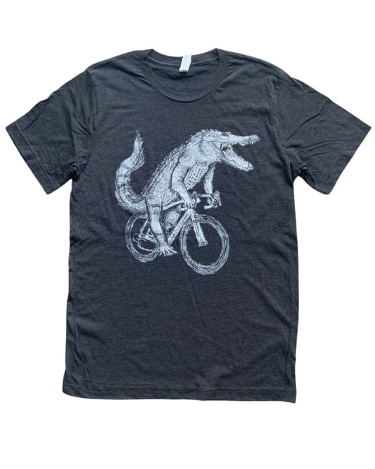Alligator on A Bicycle Men’s/Unisex Shirt - 70’s Vintage Tee - Tri-Black / XS - Unisex Tees