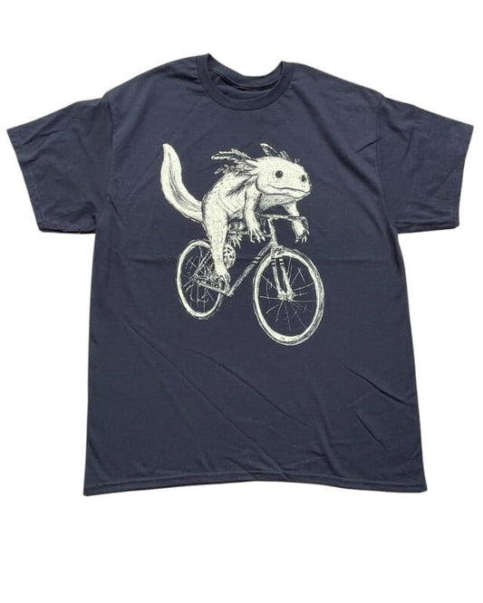 Axolotl on A Bicycle Men’s/Unisex Shirt - 90’s Heavy Tee - Black / XS - Unisex Tees