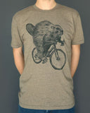 Beaver on a Bicycle Men’s/Unisex Shirt - 70’s Vintage Tee - Tri-Olive / XS - Unisex Tees