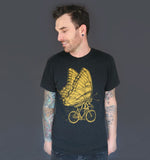 Butterfly on a Bicycle Mens T-Shirt - Tri-Black / XS - Unisex Tees
