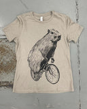 Capybara on A Bicycle Women’s Shirt - Standard Tee - Heather Stone / S - Women’s