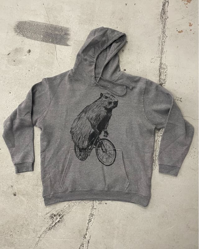 Capybara on A Bike Unisex Hoodie - The STAPLE - Granite Heather / S - unisex hoodie
