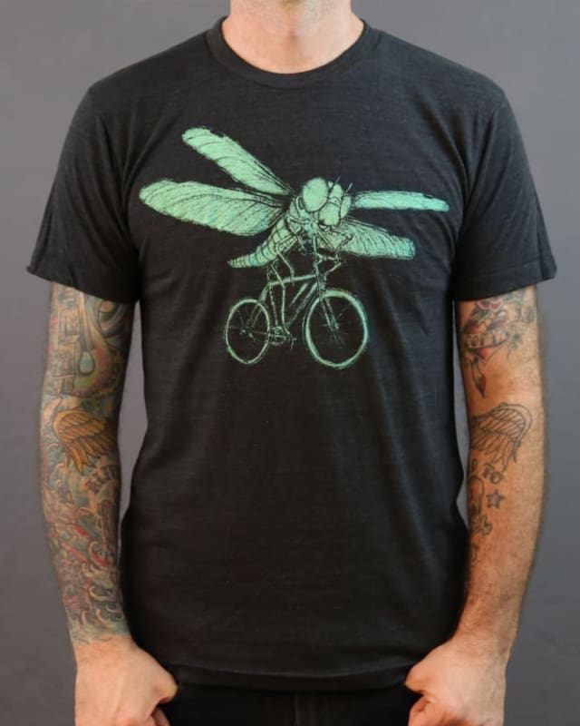 Dragonfly on a Bicycle Unisex T-Shirt - 70’s Vintage Tee - Tri-Black / XS - Unisex Tees
