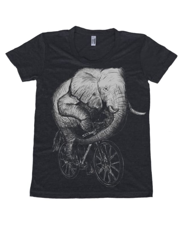 Elephant on a Bicycle Women’s T-Shirt - Animals on Bikes