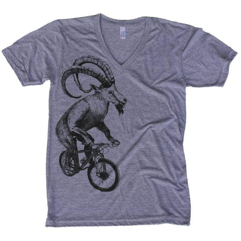 Goat on a Mountain Bicycle Men's V-Neck Shirt