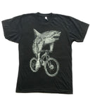 Great White Shark on a Bicycle Men’s T-Shirt - Mens/Unisex Tee / Tri-Black / XS - Unisex Tees