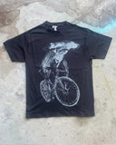 Hammerhead Shark on a Bicycle Men’s T-Shirt (new color way) - Mens/Unisex Tee / 90’s Heavy Tee - Black / S - Unisex Tees