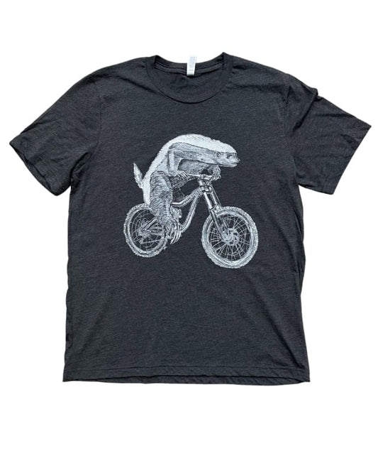 Honey Badger on A Bicycle Men’s/Unisex Shirt - 70’s Vintage Tee - Tri-Black / XS - Unisex Tees