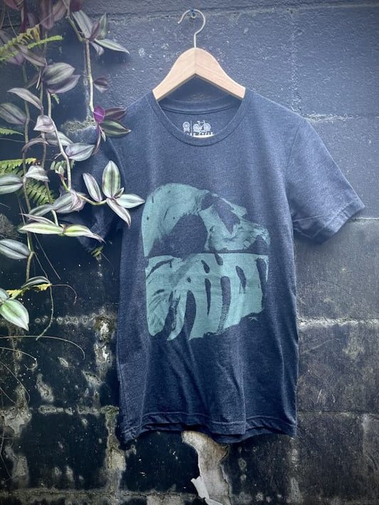 Life and Death III - Unisex/Mens Split Skull and Monstera Botanical Shirt - Unisex Tees