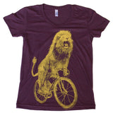 Lion on a Bicycle Womens T-Shirt - Ladies Tees