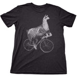 Llama on a Bicycle Mens T-Shirt - Unisex/Mens Tee / Tri-Black / XS - Unisex Tees
