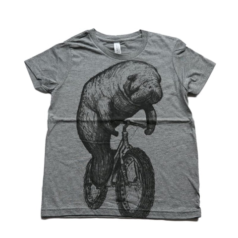 Manatee on a Bicycle Kids T-Shirt
