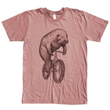 Manatee on a Fat Tire Bike Mens T-Shirt - Mens/Unisex Tee / Mauve / XS - Unisex Tees