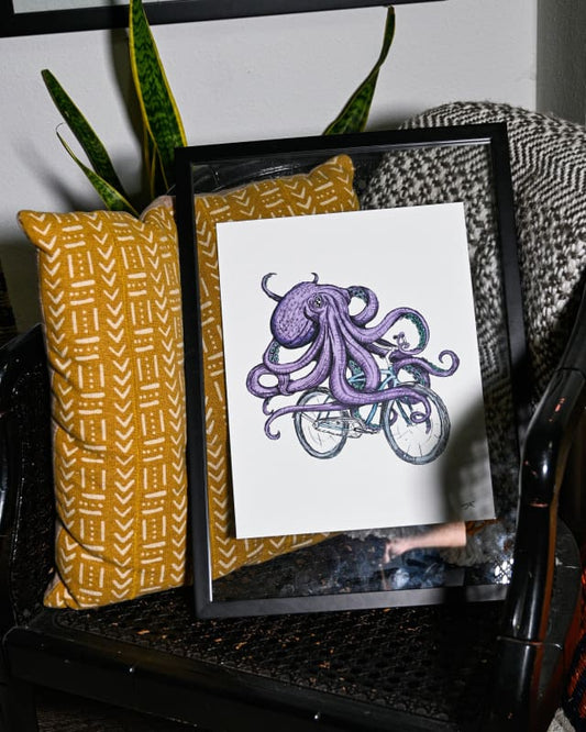 Octopus on a Bike Print - Artwork