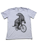 Otter on a Bicycle Men’s T-Shirt - 70’s Vintage Tee - White Fleck / XS - Unisex Tees