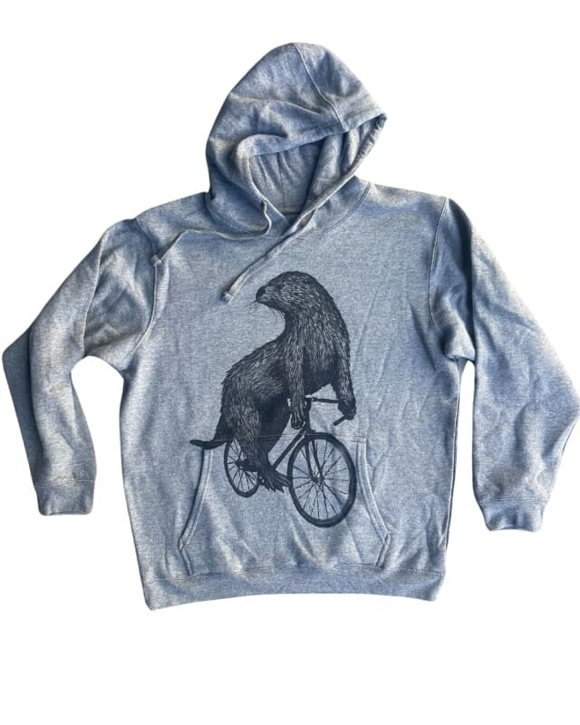 Otter on A Bike Unisex Hoodie - The STAPLE - Granite Heather / XS