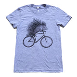 Porcupine on a Bicycle Womens T-Shirt - Womens Tee / Heather Grey / S - Ladies Tees