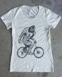 Sasquatch on A Bicycle Women’s Shirt (new color way) - Classic Slim Tee - Tri-Oatmeal / S - Women’s