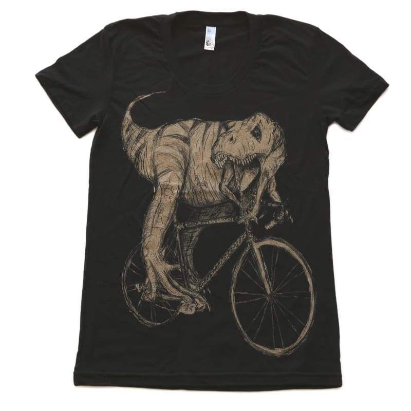 Tyrannosaurus Rex on a Bicycle Womens T-Shirt - Ladies Tee / S - Ladies Tees