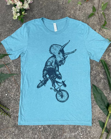 Triceratops on A Bicycle Men's/Unisex Shirt