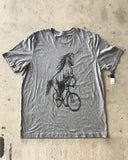 Unicorn on A Bicycle Men’s/Unisex Shirt - 70’s Vintage Tee - Tri-Grey / XS - Unisex Tees