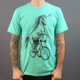 Unicorn on A Bicycle Men’s/Unisex Shirt - Classic Tee - Mint / XS - Unisex Tees