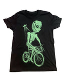Alien on a Bicycle Youth Shirt - Classic Tee - Black / YS