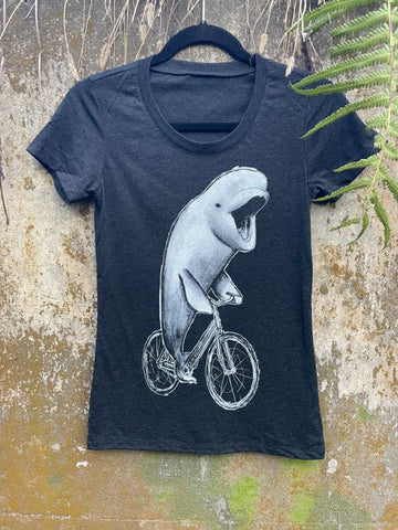 Beluga Whale on a Bicycle Women's Shirt