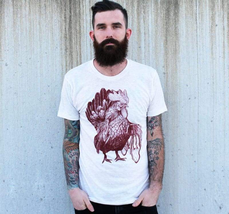Chicken on a Bicycle Mens T-Shirt - Mens/Unisex / White / XS - Shirts