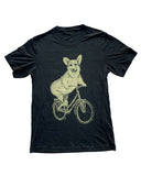 Corgi on A Bicycle Men’s/Unisex Shirt - 70’s Vintage Tee - Tri-Black / XS - Unisex Tees