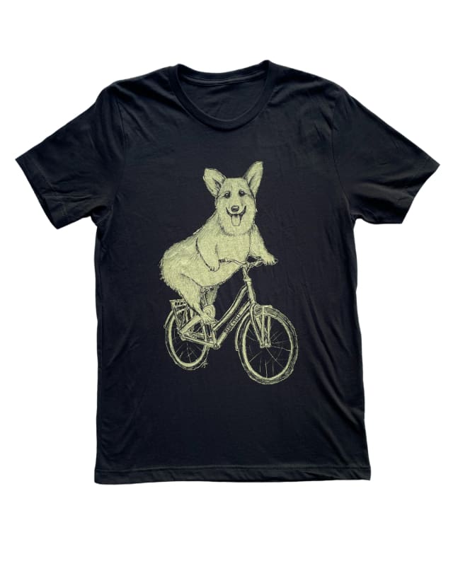 Corgi on A Bicycle Men’s/Unisex Shirt - Classic Tee - Black / XS - Unisex Tees