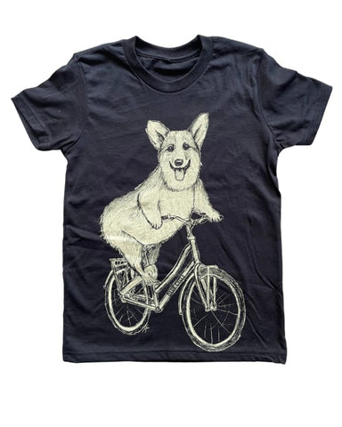 Corgi on a Bicycle Youth Shirt