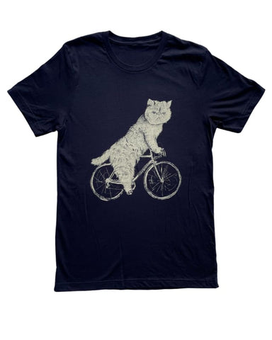 Flat Face Cat on A Bicycle Men's/Unisex Shirt