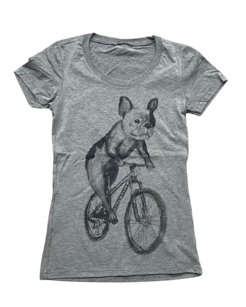 French Bulldog on A Bicycle Women s Shirt