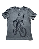 French Bulldog on A Bicycle Women’s Shirt - Standard Tee - Tri-Grey / XS - Women’s