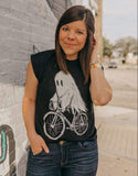 Ghost on a Bicycle Womens Muscle Tee - Ladies Tees