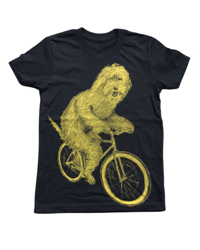 Goldendoodle on a Bicycle Youth Shirt - Classic Tee - Black / YS