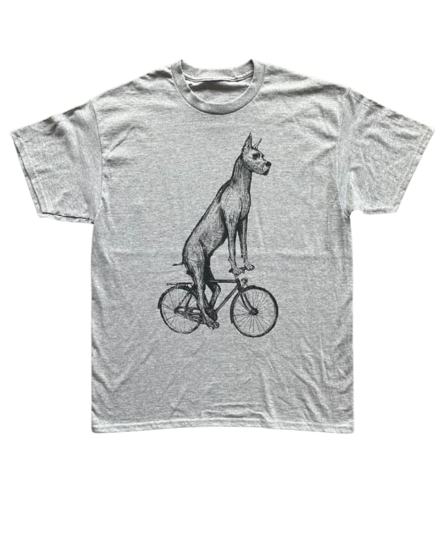 Great Dane on A Bicycle Men’s/Unisex Shirt - 90’s Heavy Tee - Heather Grey / S - Unisex Tees