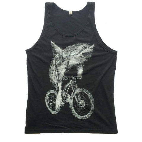 Great White Shark on a Bicycle Men's Tank Top