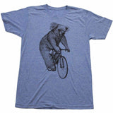 Koala on a Bicycle Mens T-Shirt - Unisex/Mens Tee / Athletic Blue / XS - Animals on Bikes