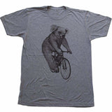 Koala on a Bicycle Mens T-Shirt - Unisex/Mens Tee / Athletic Grey / XS - Animals on Bikes