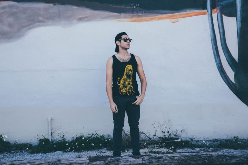 Lion on a Bicycle Mens Tank Top - Unisex Tank / Tri-Black / XS - Animals on Bikes