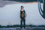 Lion on a Bicycle Mens Tank Top - Unisex Tank / Tri-Black / XS - Animals on Bikes