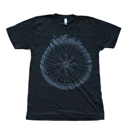 Mountain Bike Wheel Mens T-Shirt - Unisex/Mens Tee / Tri-Black / XS - Shirts